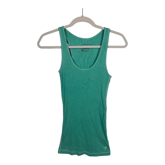 American Eagle Outfitters Tops - American Eagle Outfitters Y2K Ribbed Racerback Long Tank Top In Teal Size Small